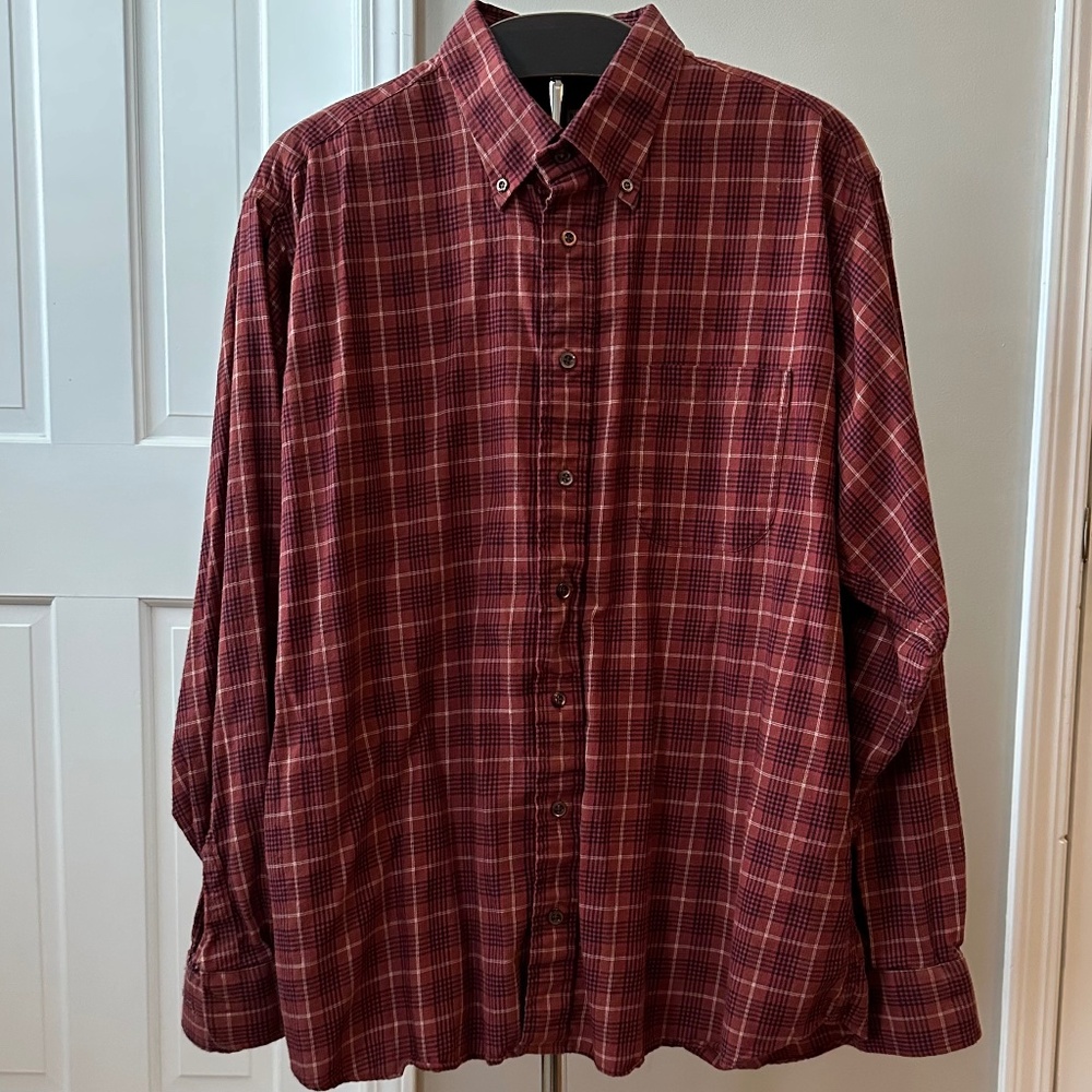 Burberry men's cotton flannel button-down shirt, long sleeves XL